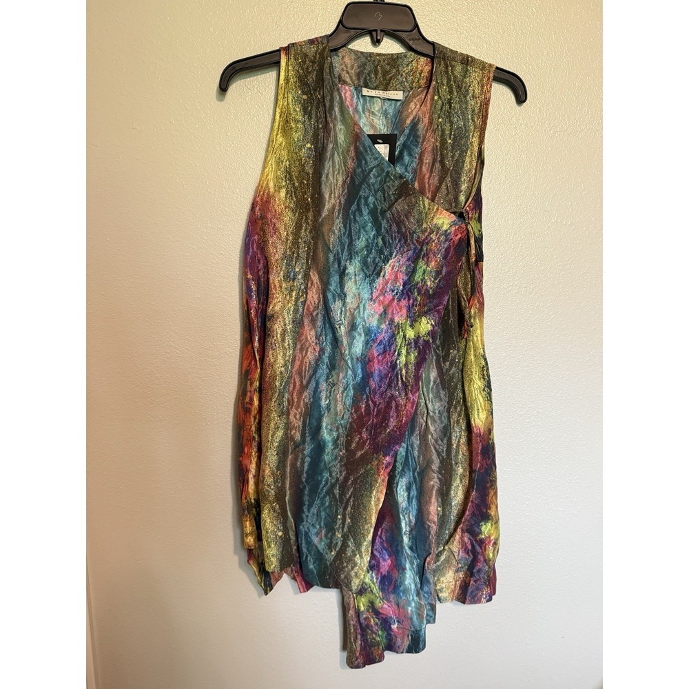 Bryn Walker Zen Taffeta Nebulosa Abstract Print V-Neck Sleeveless Vest Size XS‎